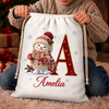Custom Snowman Drawstring Gift Bag - Personalized Christmas Birthday Gifts For Mom, Dad, Brother, Sister - Frozen Joy Warm Happy Hearts