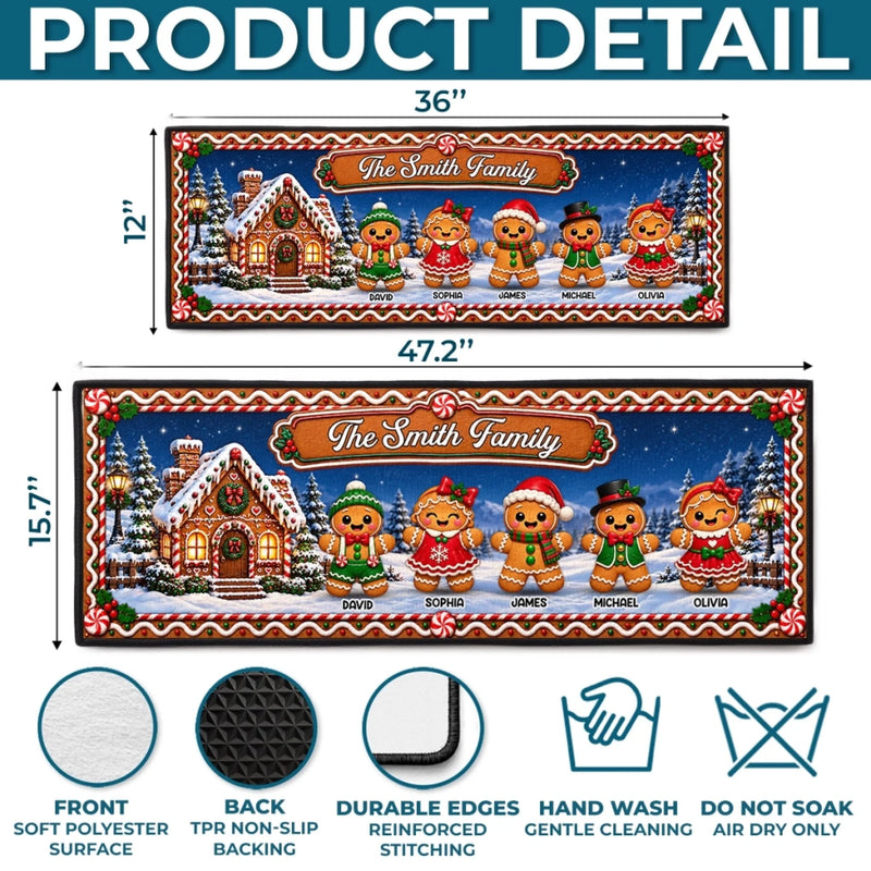 Custom Gingerbread Runner Rug - Personalized Christmas Birthday Gifts For Grandma, Grandpa - Baking Memories Together