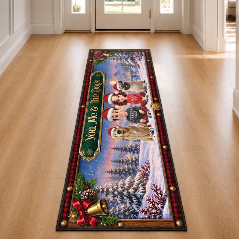 Custom Runner Rug - Personalized Anniversary Christmas Wedding Gifts For Husband And Wife, Dog Cat Lovers - You, Me And Paws