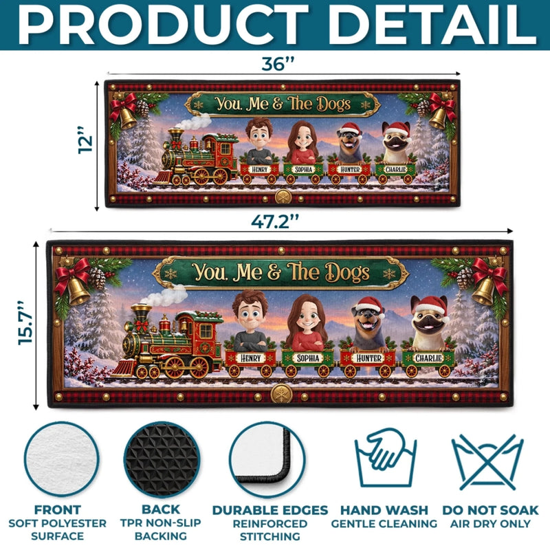 Custom Runner Rug - Personalized Anniversary Christmas Wedding Gifts For Husband And Wife, Dog Cat Lovers - Pure Xmas Furmily Joy