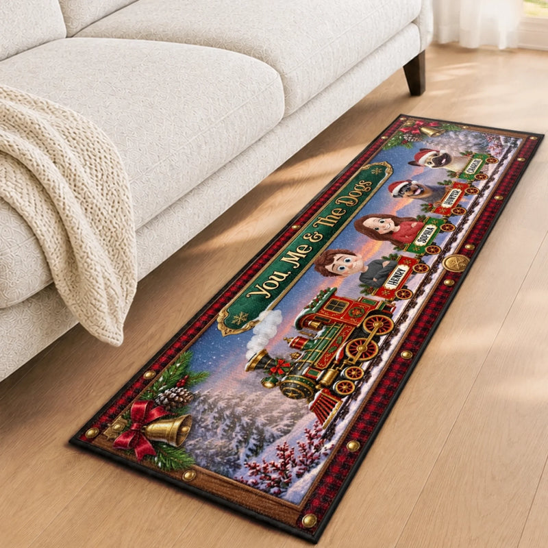 Custom Runner Rug - Personalized Anniversary Christmas Wedding Gifts For Husband And Wife, Dog Cat Lovers - Pure Xmas Furmily Joy