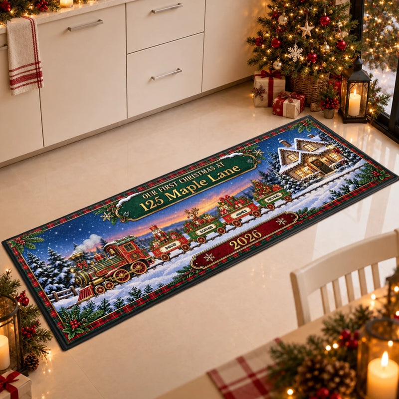 Custom First Christmas Runner Rug - Personalized Christmas Birthday Gifts For Mom, Dad, Brother, Sister - Where Our Story Begins