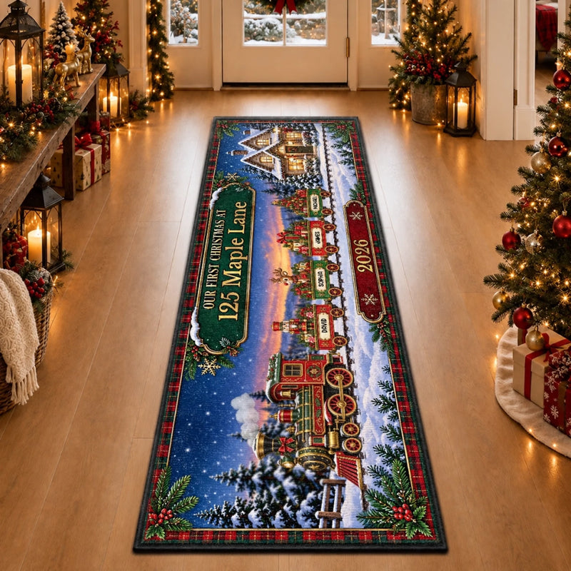 Custom First Christmas Runner Rug - Personalized Christmas Birthday Gifts For Mom, Dad, Brother, Sister - Where Our Story Begins