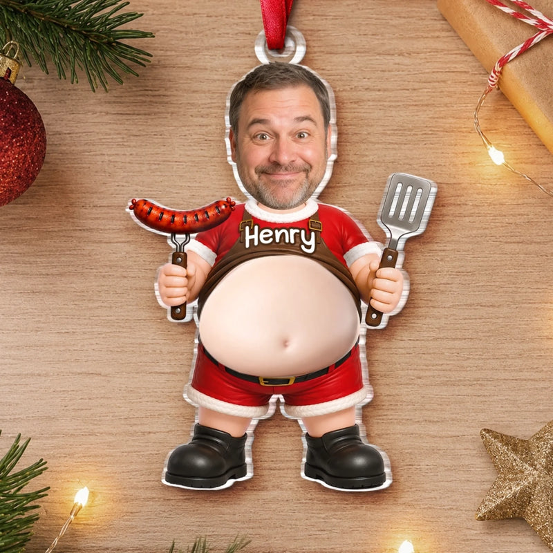 Custom Photo Squishy Acrylic Ornament - Personalized Christmas Birthday Gifts For Husband, Son, Grandson, Brother, Grandpa, Dad, Yourself - Bringer Of Big Happy Smiles