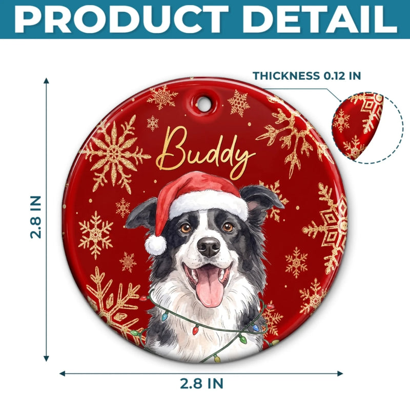 Custom Photo Ceramic Ornament - Personalized Christmas Birthday Gifts For Dog Cat Lovers, Dog Dad And Mom, Cat Owners - Merry Christmas, Happy Paws