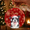 Custom Photo Ceramic Ornament - Personalized Christmas Birthday Gifts For Dog Cat Lovers, Dog Dad And Mom, Cat Owners - Merry Christmas, Happy Paws