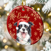Custom Photo Ceramic Ornament - Personalized Christmas Birthday Gifts For Dog Cat Lovers, Dog Dad And Mom, Cat Owners - Merry Christmas, Happy Paws