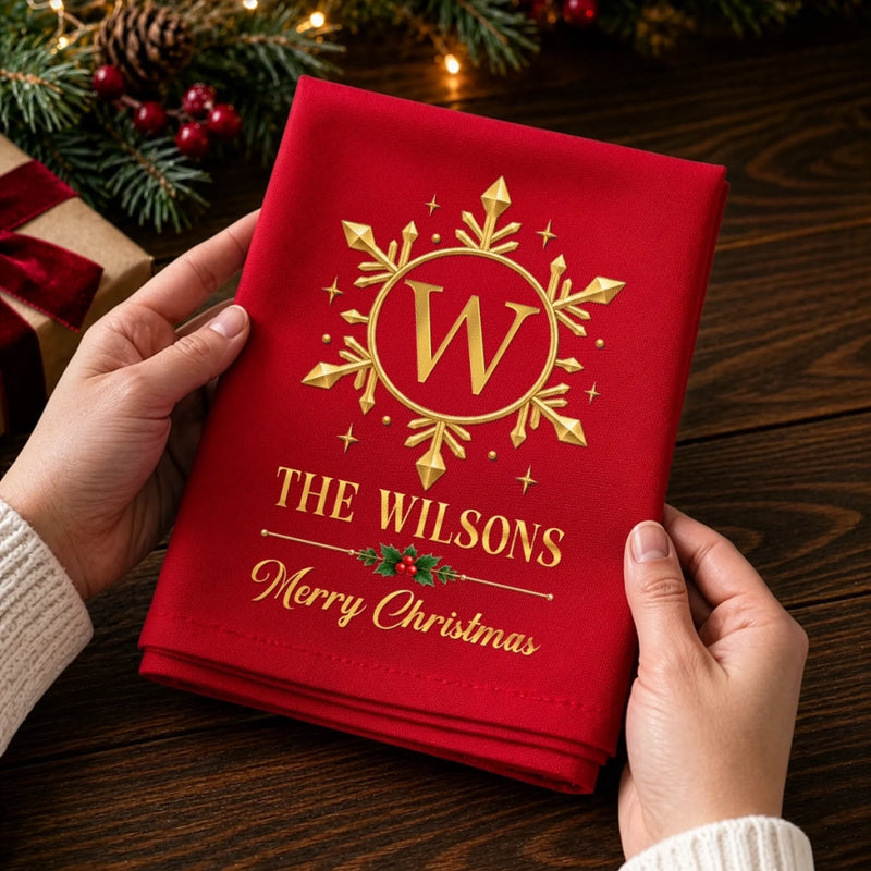 Custom Cotton Napkin - Personalized Christmas Birthday Gifts For Mom, Dad, Brother, Sister - Wrapped In Holiday Cheer