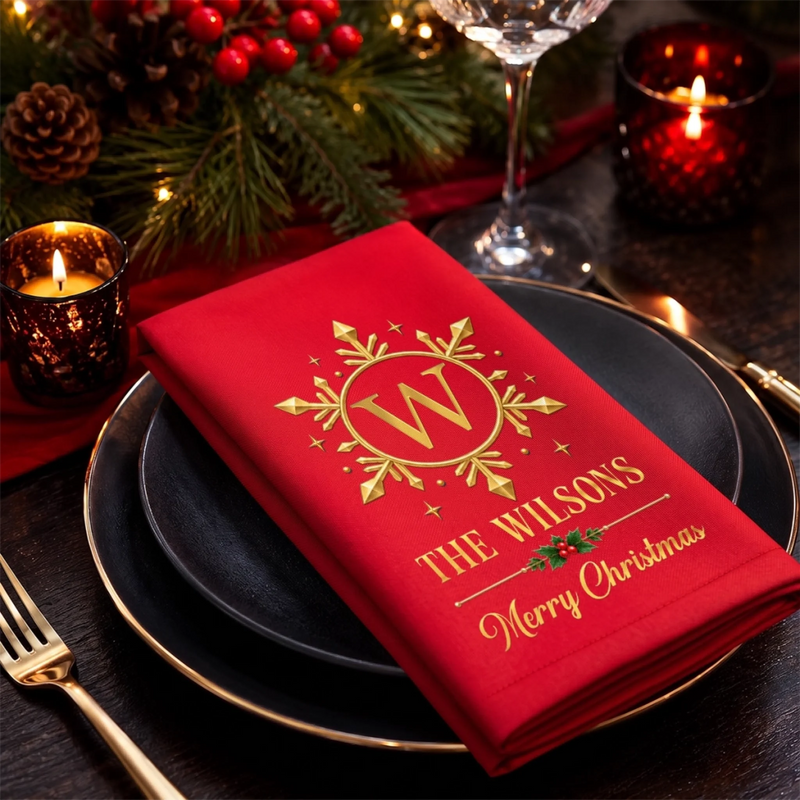 Custom Cotton Napkin - Personalized Christmas Birthday Gifts For Mom, Dad, Brother, Sister - Wrapped In Holiday Cheer