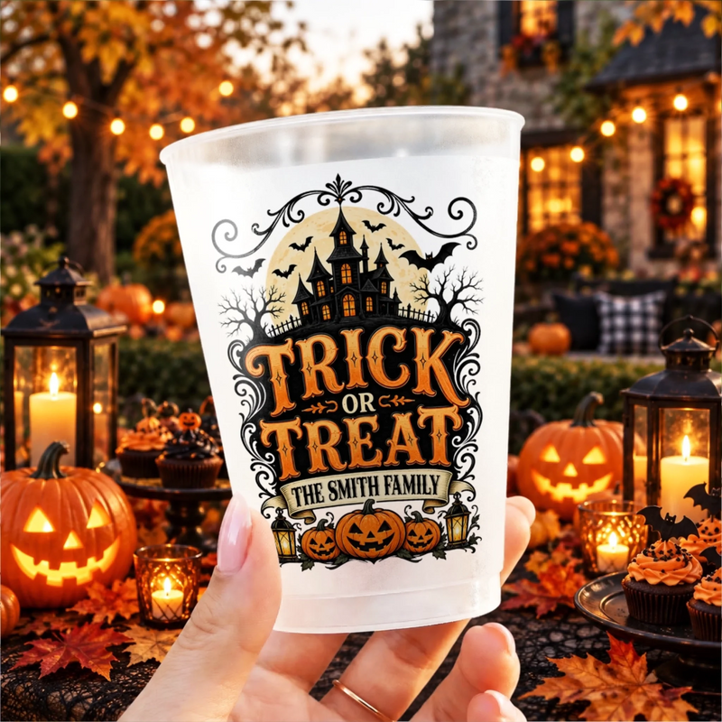 Custom Party Cups - Personalized Halloween Gifts For Mom, Dad, Brother, Sister - Spooky Nights With The Family