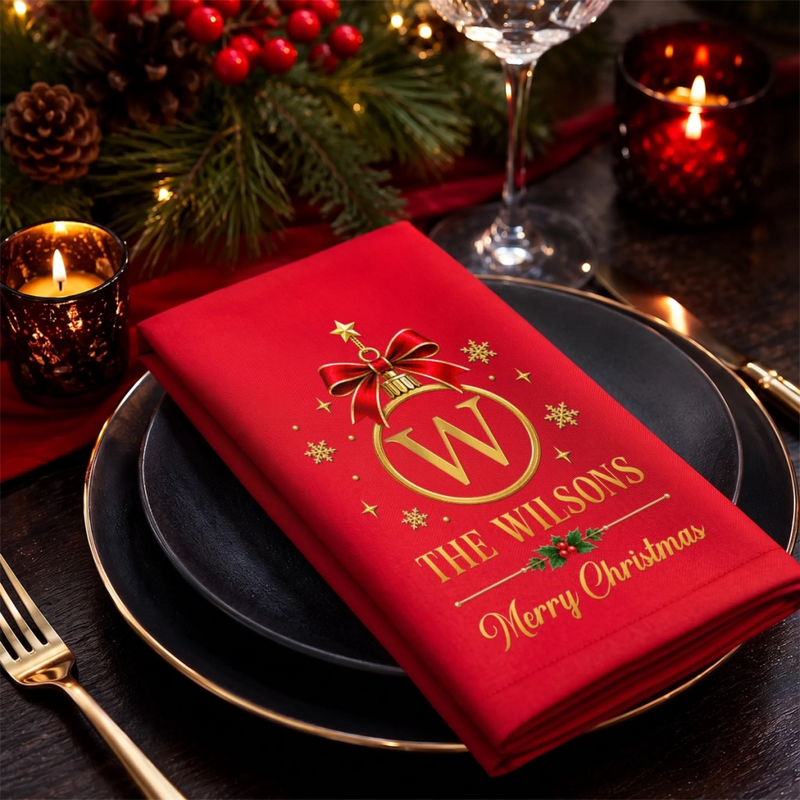 Custom Cotton Napkin - Personalized Christmas Birthday Gifts For Mom, Dad, Brother, Sister - Love Makes The Season Bright