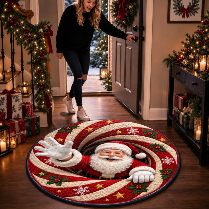Custom Quilted Round Mat - Personalized Christmas Birthday Gifts For Mom, Dad, Brother, Sister - Welcome To Our Cozy Home