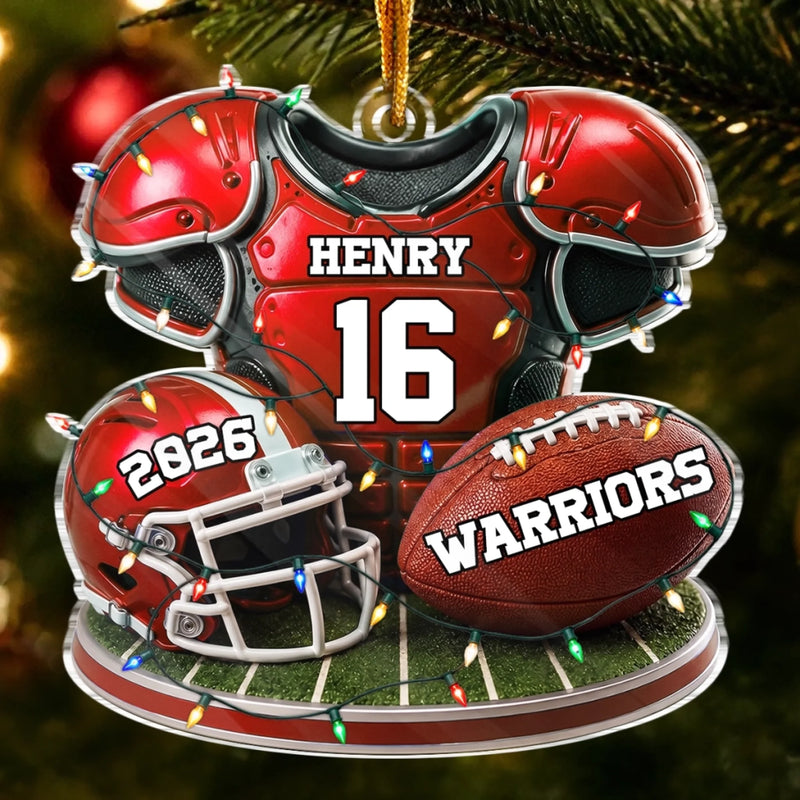Custom America Football Acrylic Ornament - Personalized Christmas Birthday Gifts For America Football Lovers, Sports Fans, Sports Lovers - Born To Play Hard Always