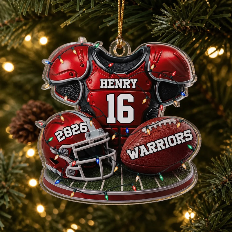 Custom America Football Acrylic Ornament - Personalized Christmas Birthday Gifts For America Football Lovers, Sports Fans, Sports Lovers - Born To Play Hard Always
