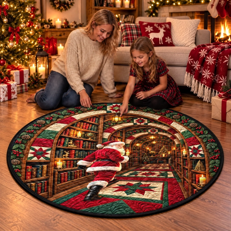 Custom Quilted Round Mat - Personalized Christmas Birthday Gifts For Mom, Dad, Brother, Sister - Welcome To The Secret Library
