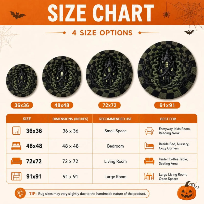 Custom Haunted Home Quilted Round Mat - Personalized Halloween Decor Birthday Gifts For Mom, Dad, Brother, Sister - Spooky Nights Happy Hearts