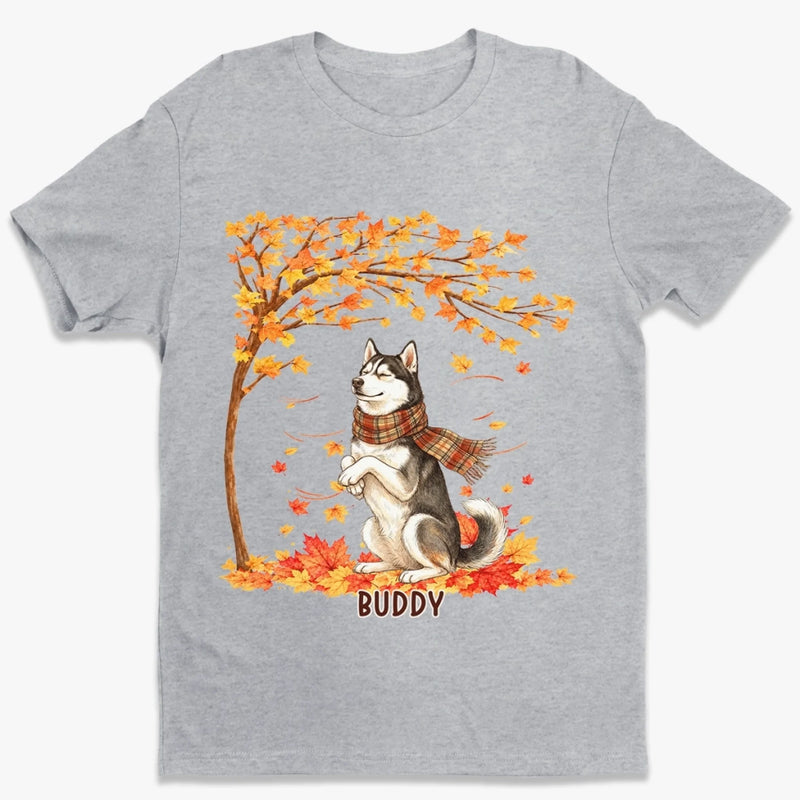 Custom Photo T-shirt, Hoodie - Personalized Birthday Gifts For Dog Cat Lovers, Dog Dad And Mom, Cat Owners - Falling Leaves, Wagging Tails