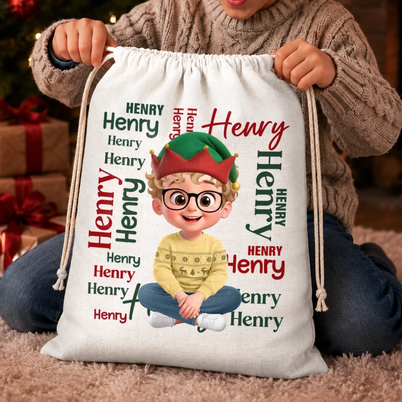 Custom Drawstring Gift Bag - Personalized Christmas Birthday Gifts For Mom, Dad, Brother, Sister - Merry Little Moments