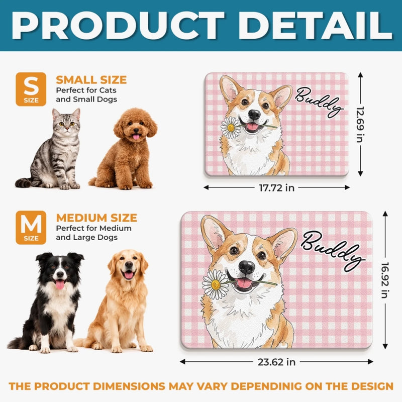 Custom Photo Pet Feeding Mat - Personalized Birthday Gifts For Dog Cat Lovers, Dog Dad And Mom, Cat Owners - Fur Baby, Sweet Love