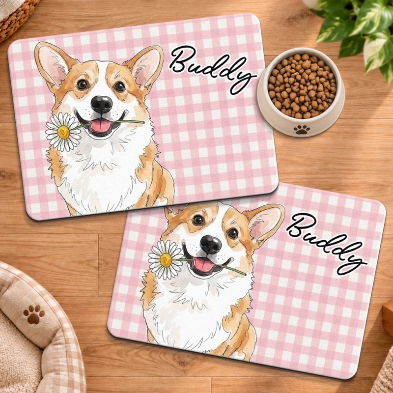 Custom Photo Pet Feeding Mat - Personalized Birthday Gifts For Dog Cat Lovers, Dog Dad And Mom, Cat Owners - Fur Baby, Sweet Love