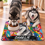 Custom Photo Pet Feeding Mat - Personalized Birthday Gifts For Dog Cat Lovers, Dog Dad And Mom, Cat Owners - Sweet Paws, Happy Soul