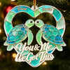 Custom Sea Glass Acrylic Ornament - Personalized Anniversary Christmas Wedding Gifts For Husband And Wife, Him And Her - Sea Turtle Love Story