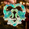 Custom Sea Glass Acrylic Ornament - Personalized Anniversary Christmas Wedding Gifts For Husband And Wife, Him And Her - Sea Turtle Love Story