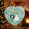 Custom First Christmas Ceramic Ornament - Personalized Anniversary Christmas Wedding Gifts For Husband And Wife, Him And Her - Wrapped In Newlywed Love
