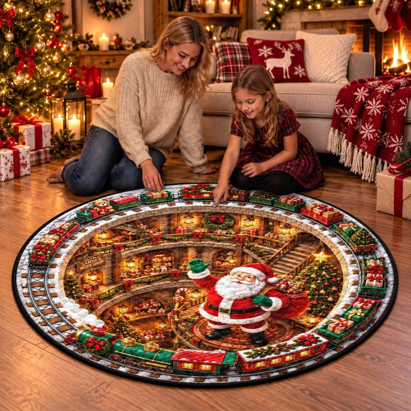 Custom Quilted Round Mat - Personalized Christmas Birthday Gifts For Mom, Dad, Brother, Sister - Sweet Holiday Joy Starts Here