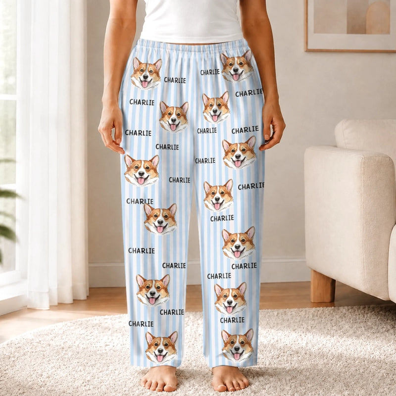 Custom Photo Pajama Pants - Personalized Christmas Birthday Gifts For Dog Cat Lovers, Dog Dad And Mom, Cat Owners - Dreaming With My Pup