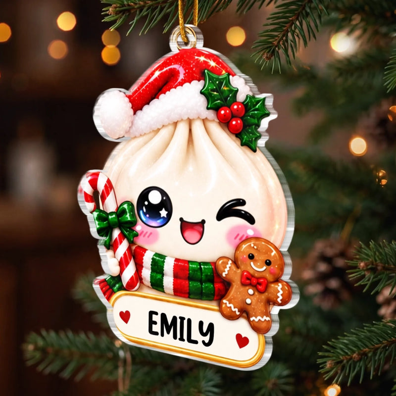 Custom Dumpling Squishy Acrylic Ornament - Personalized Christmas Birthday Gifts For Kids - Sweet Dumpling Christmas Joy