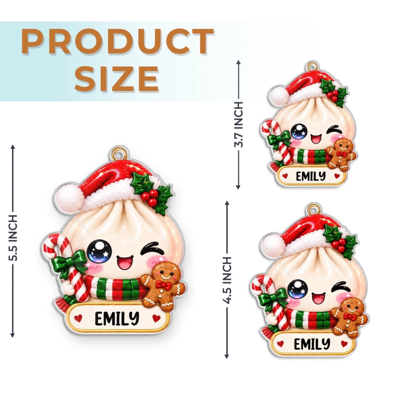 Custom Dumpling Squishy Acrylic Ornament - Personalized Christmas Birthday Gifts For Kids - Sweet Dumpling Christmas Joy