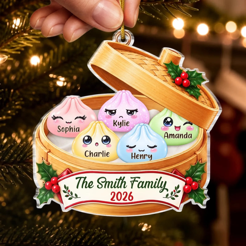 Custom Dumpling Squishy Acrylic Ornament - Personalized Christmas Birthday Gifts For Mom, Dad, Brother, Sister - Together For Christmas
