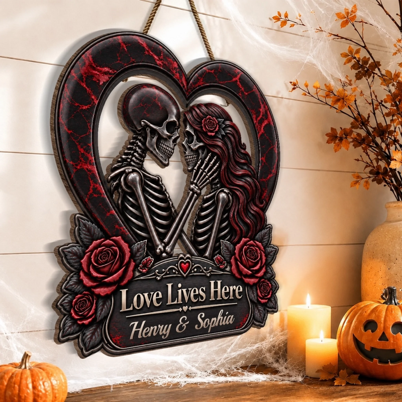 Custom Gothic Wood Sign - Personalized Halloween Decor, Anniversary Wedding Gifts For Husband And Wife, Him And Her - Till Death Do Us