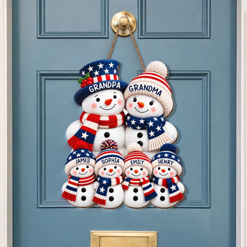 Custom Wood Sign - Personalized America 250th Anniversary Christmas Gifts For Grandma, Grandpa - A House Full Of Snowflakes