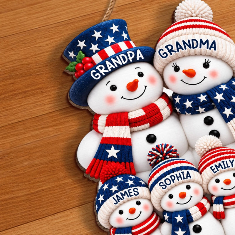 Custom Wood Sign - Personalized America 250th Anniversary Christmas Gifts For Grandma, Grandpa - A House Full Of Snowflakes