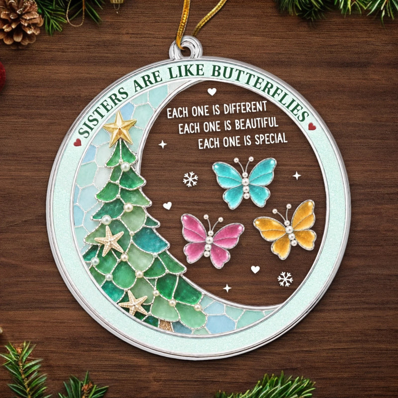 Custom Acrylic Ornament - Personalized Best Friend Christmas Birthday Gifts For Women, Besties, Sisters, BFF - Where Sisterhood Blooms