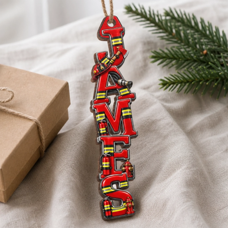 Custom Letter Wooden Ornament - Personalized Christmas Birthday Gifts for Police Officers, Firefighters, Truck Drivers, Nurses, Teachers - Making Spirits Bright At Work