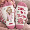 Custom Yarn Crew Socks - Personalized Birthday Gifts For Crochet Knitting Lovers, Crocheters, Knitters, Wife, Daughter, Besties, Sisters, Granddaughter, Grandma, Mom, Yourself - Hooked For Life