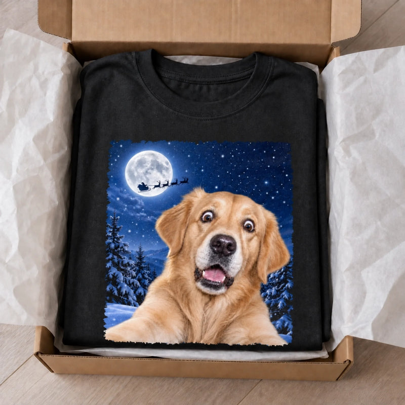 Custom Photo Funny Dog Selfie T-Shirt - Personalized Christmas Gifts For Dog Cat Lovers, Dog Dad And Mom, Cat Owners - Santa, Is That You