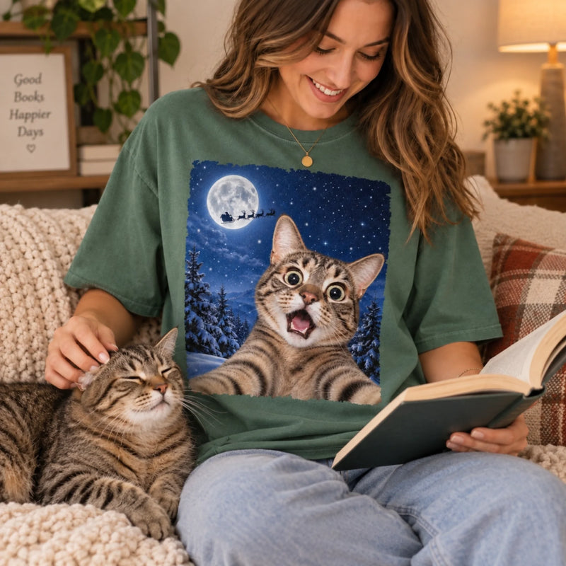 Custom Photo Funny Dog Selfie T-Shirt - Personalized Christmas Gifts For Dog Cat Lovers, Dog Dad And Mom, Cat Owners - Santa, Is That You