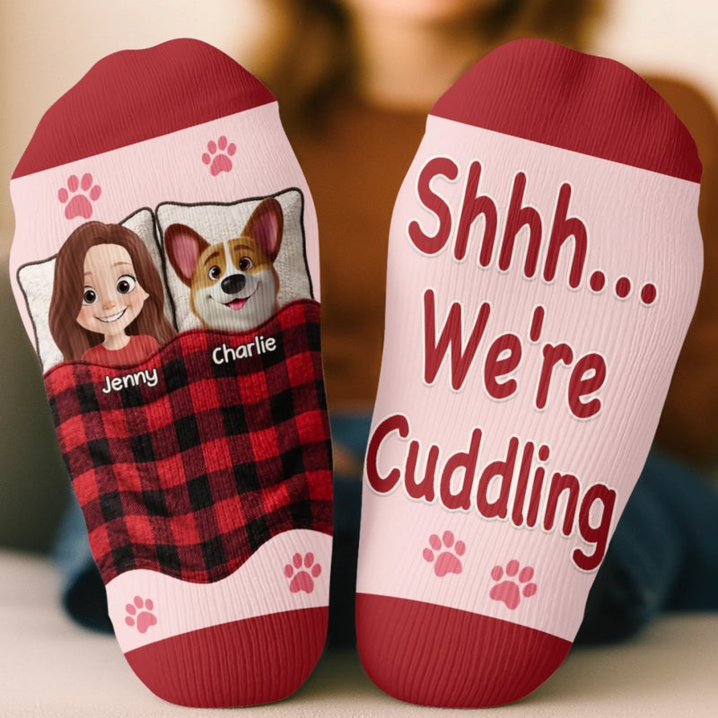 Custom Crew Socks - Personalized Birthday Gifts For Dog Cat Lovers, Dog Dad And Mom, Cat Owners - Snuggles Come Naturally