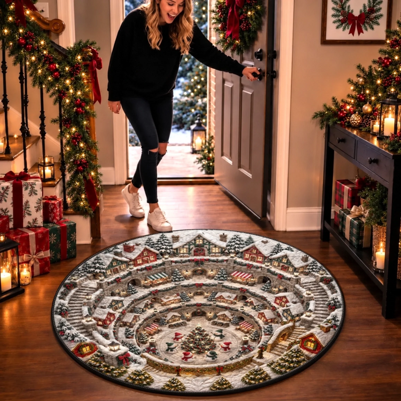 Custom Quilted Round Mat - Personalized Christmas Birthday Gifts For Mom, Dad, Brother, Sister - A Village Full Of Wonder