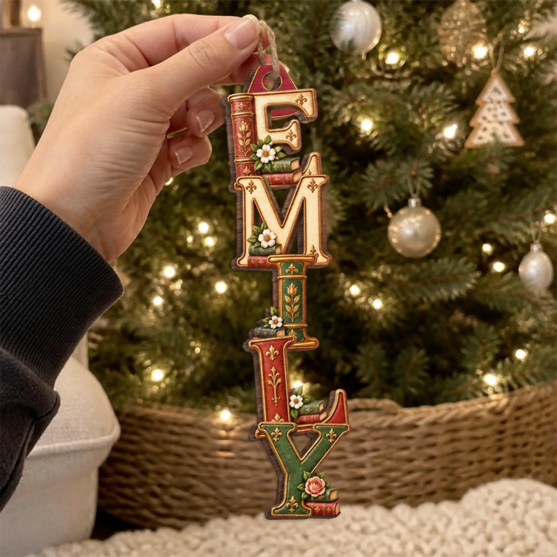 Custom Letter Wooden Ornament - Personalized Christmas Birthday Gifts For Mom, Dad, Brother, Sister, Kids, Sports Fans, Sports Lovers - Hooked On Happiness