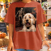 Custom Photo Funny Dog Selfie With Skeleton Comfort T-Shirt - Personalized Halloween Birthday Gifts For Dog Cat Lovers, Dog Dad And Mom, Cat Owners - Glow Up Your Spook