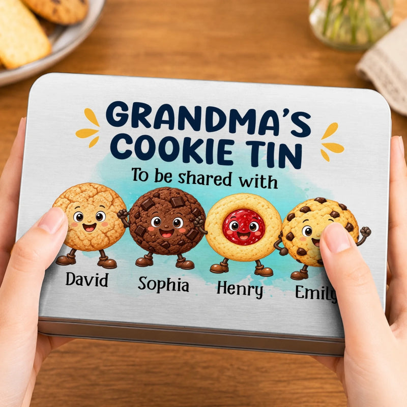 Custom Name Grandma's Cookie Tin Gifts for Grandma - Personalized Metal Tin