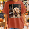 Custom Photo Funny Dog Selfie With Boo Comfort T-Shirt - Personalized Halloween Birthday Gifts For Dog Cat Lovers, Dog Dad And Mom, Cat Owners - Spooky Season, Happy Paws