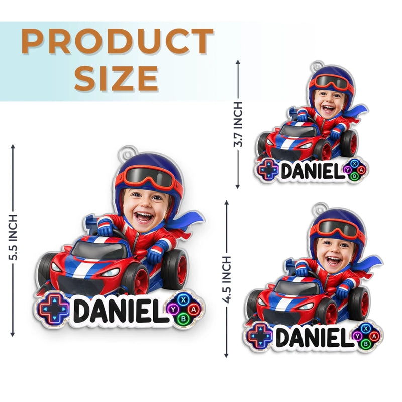 Custom Photo Acrylic Ornament - Personalized Christmas Birthday Gifts For Kids - Fast Lane Ahead