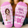 Custom Yarn Crew Socks - Personalized Birthday Gifts For Crochet Knitting Lovers, Crocheters, Knitters, Wife, Daughter, Besties, Sisters, Granddaughter, Grandma, Mom, Yourself - Yarn Addict