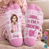 Custom Yarn Crew Socks - Personalized Birthday Gifts For Crochet Knitting Lovers, Crocheters, Knitters, Wife, Daughter, Besties, Sisters, Granddaughter, Grandma, Mom, Yourself - Yarn Addict